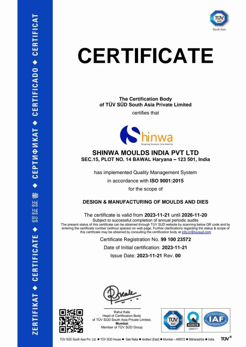 TUV SUD Certificate ISO 9001:2015